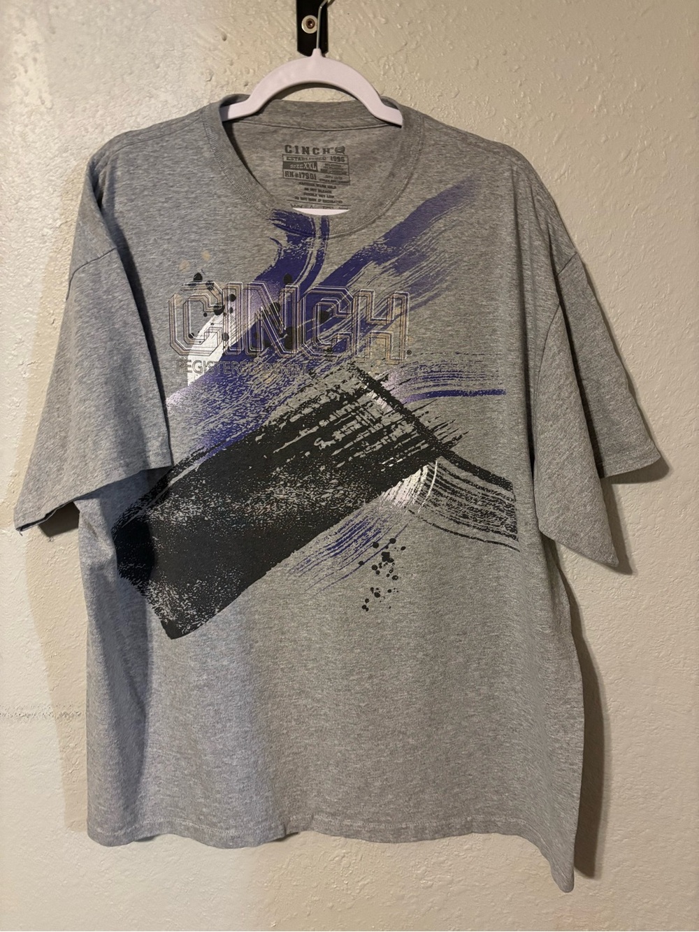 Cinch Gray Tee with Black & Purple Graphic